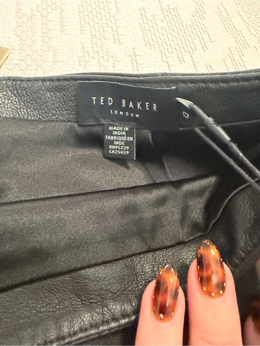 Ted Baker Black Leather A-Line Skirt - Picture 3 of 5